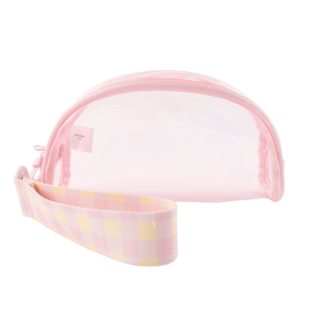 Gelato Series Clear Toiletries Dome Pouch - PASTEL GINGHAM